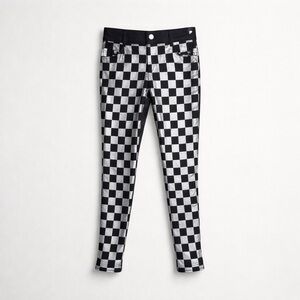 Yelete Metallic Checkerboard Skinny Pants